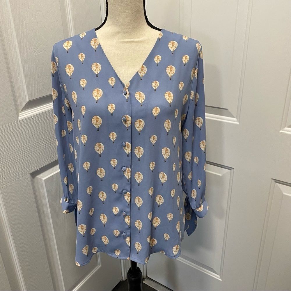 41 Hawthorn Marny Tie Sleeve Blouse Size M in Light Blue